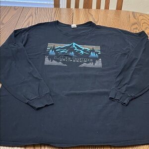Fruit of the Loom Black and Blue Graphic Long Sleeve Shirt